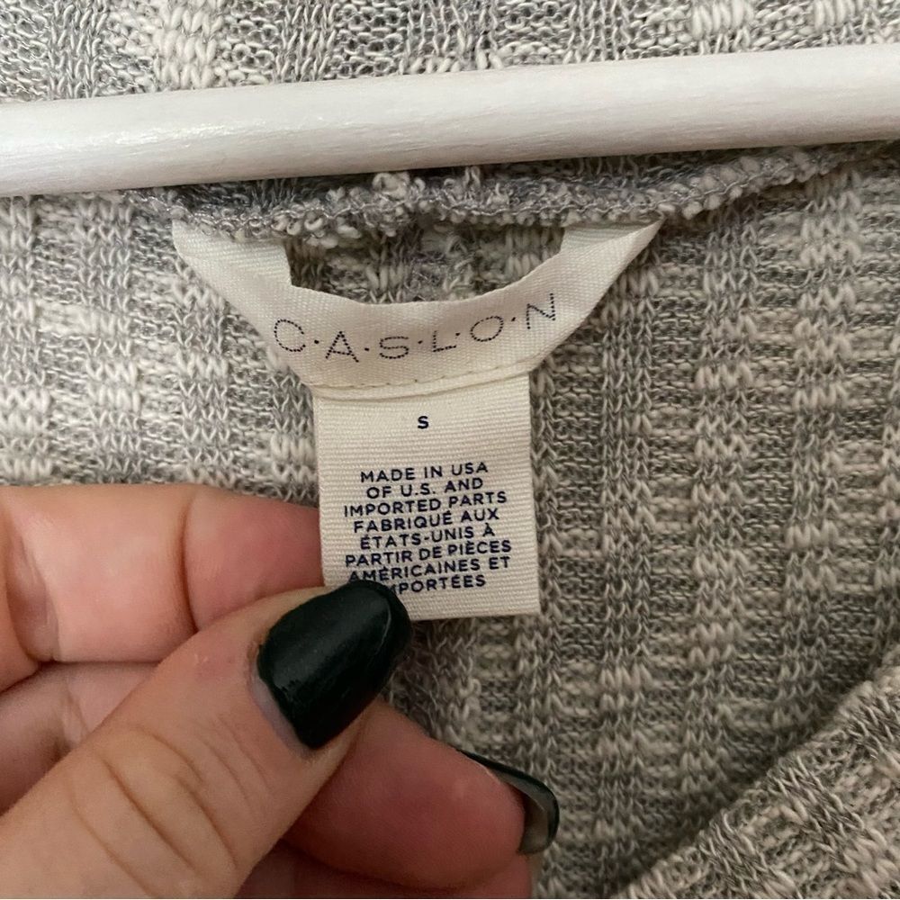 Caslon Sweater V-Neck Gray White Knit Marled Ribbed Casual Neutral - Picture 8 of 10